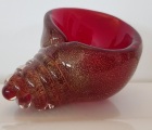 Vntage Seguso Murano Red & Gold Aventurine Glass Shell Paperweight.