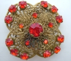 Costume Ruby Coloured Stone Brooch.
