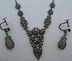 Vintage Marcasite Pendant Necklace with matching Earrings.
