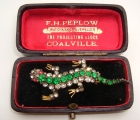 Vintage Emerald & Clear stoned Lizzard Brooch or Scarf Pin.