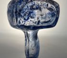 Lars Bergsten Designed Swedish Bjorkshult Glassworks Cubist Face  Decanter