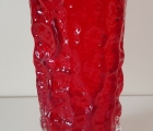 Whitefriars Ruby Red Bark Vase by Geoffrey Baxter.
