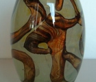 Signed Mdina Brown & yellow Oval Vase.