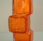 Whitefriars Drunken Bricklayer Tangerine Vase designed by Geoffrey Baxter in 1966.
